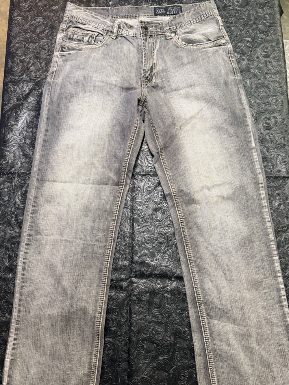 Men's Straight Gray Washed Jeans by Axel